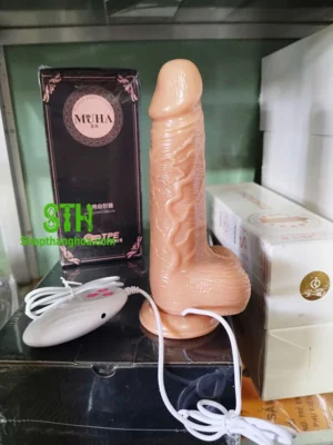 Dương vật giả rung thụt có dây Muha giống thật DVG083 3