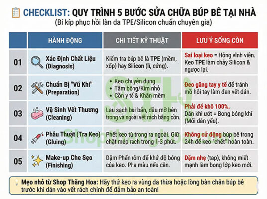 quy trình sửa chữa búp bê tình dục