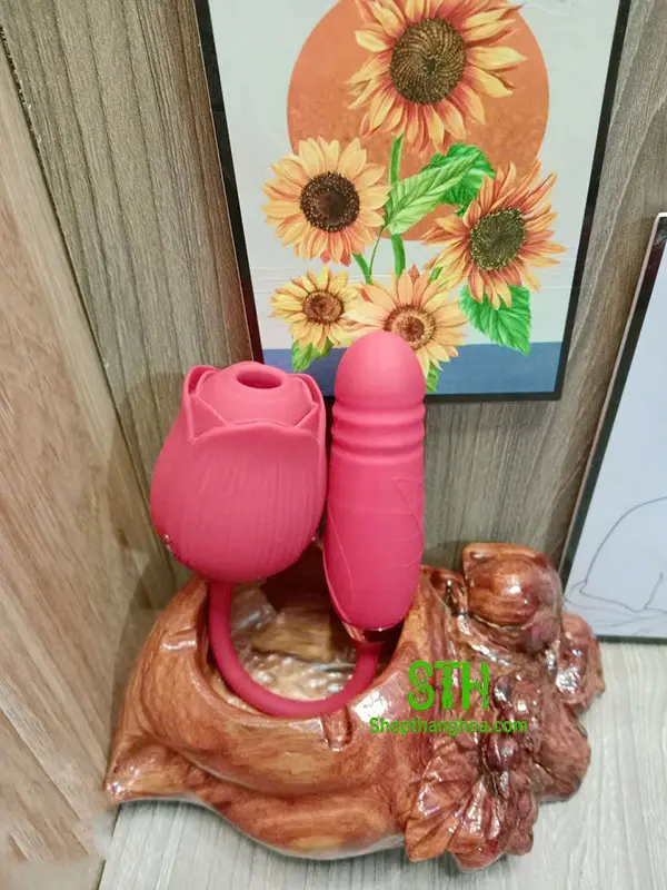 Sextoy hoa hồng 2 in 1 hút và rung thụt kích thích TR016 2