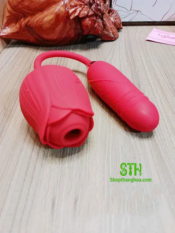 Sextoy hoa hồng 2 in 1 hút và rung thụt kích thích TR016