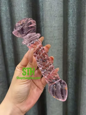 Sextoy phích hậu môn hoa hồng thủy tinh cao cấp DHM012