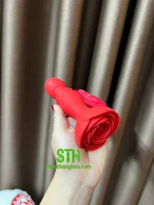 Sextoy plug hoa hồng rung thụt điều khiển từ xa DHM009 2
