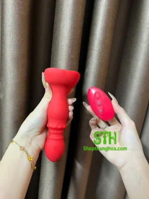 Sextoy plug hoa hồng rung thụt điều khiển từ xa DHM009 4