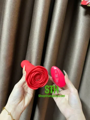 Sextoy plug hoa hồng rung thụt điều khiển từ xa DHM009 7